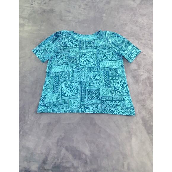 LOFT Green Floral Sz L T-Shirt EUC Lightweight with Short Sleeves Cotton C12-11 - Picture 1 of 7